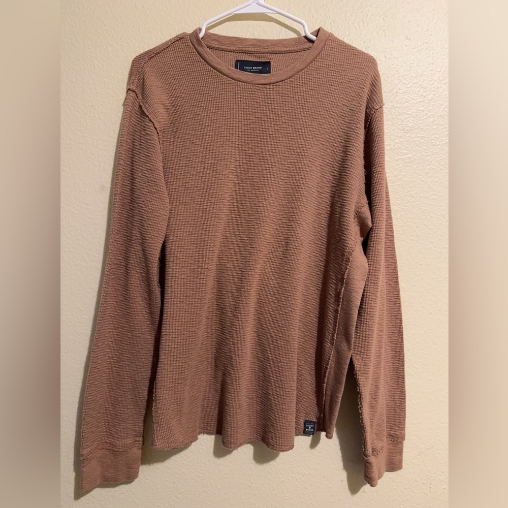 Lucky Brand Men’s Thermal Waffle Shirt – Size L – Hazelnut Brown